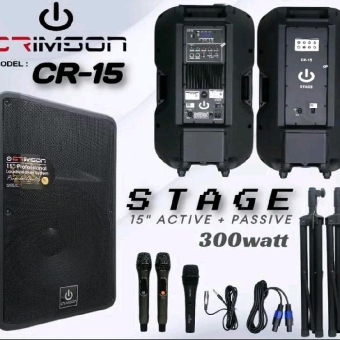 Paket Speaker 15 inch Bluetooth Crimson Stage Paket Aktif Pasif Crimson Stage