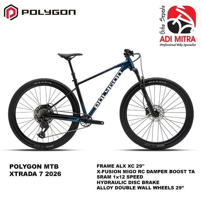 Polygon Xtrada 7 FA 2026 [29 Inch] Sepeda Gunung MTB 1x12 Speed Frame Alloy - BLUE 29 M