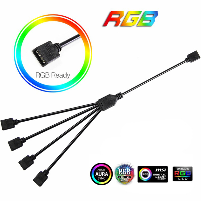 Sync Motherboard Cable 4PIN 12V RGB 3PIN 5V ARGB 1 to 2/1 to 3/1 to 4/1to 5 Extension Line