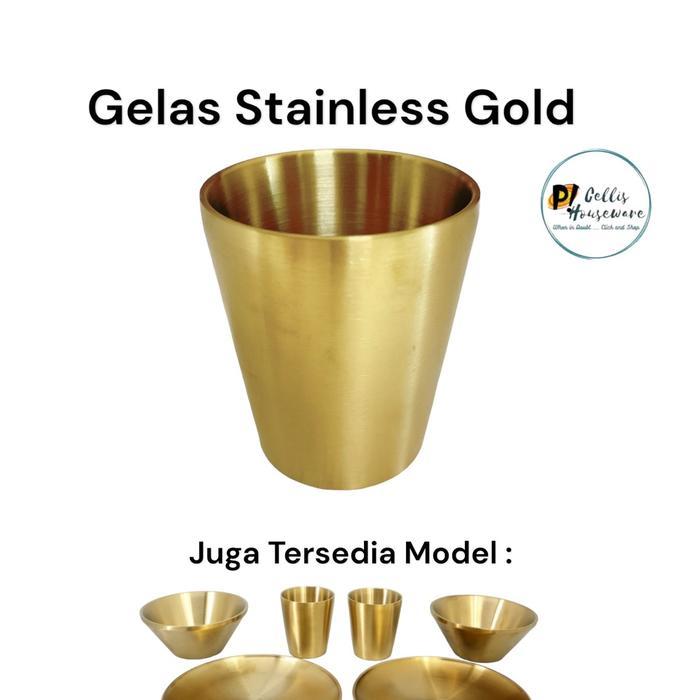 Gelas Gold Stainless Steel berkualitas 1 pc / Gelas Korea / Gelas Stainless