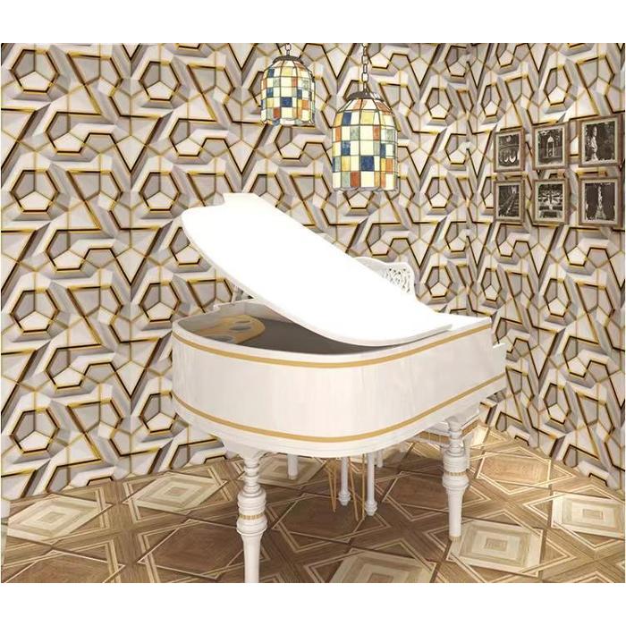 WALLPAPER STICKERVDINDING MOTIF BATAKO HITAM ABU KUNING