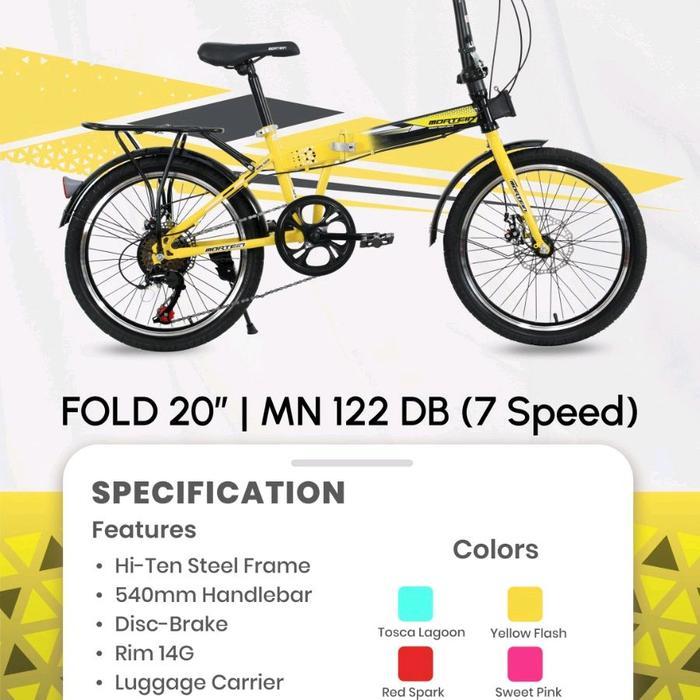 sepeda 20 lipat new phoenix 6656 / phoenix star / velion / interbike - 20 lipat mortein kuning