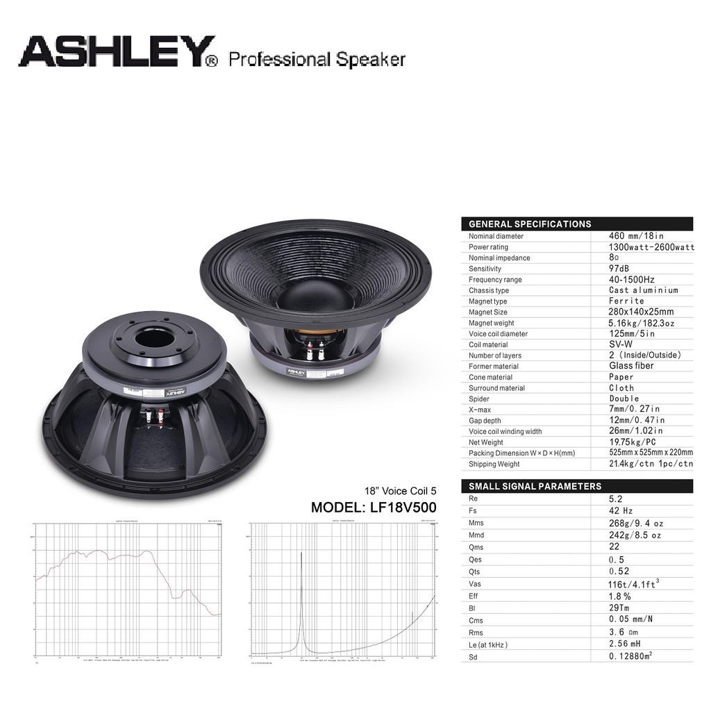 Speaker Component Ashley LF18 V500 Original Komponent Ashley LF18V500