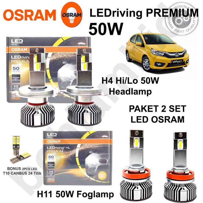 Ready Lampu LED New Brio, Brio Satya Osram Premium 50W Headlamp H4 + Fog H11
