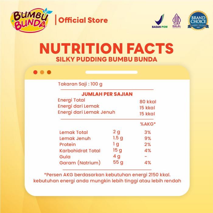 0tb6 Bumbu Bunda Silky Pudding Strawberry / Coklat / Plain / Redvelvet 100Gr (Isi 4)