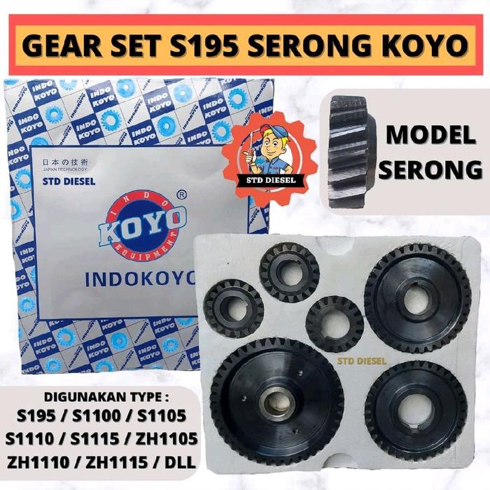 Gear Set Model Serong Miring S195 S1100 S1110 Zh1115 Zh1110 S1125 Zh1125 S1130 Zh1130 Gigi Komplit