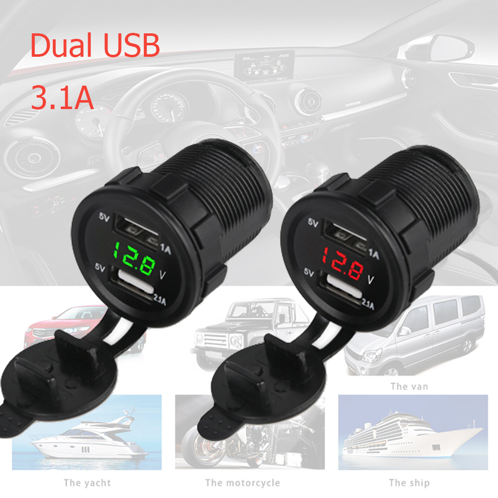 USB Car Charger Voltmeter Dual USB Socket Voltage Meter Led USB Auto Charger Power Adapter Socket Wi