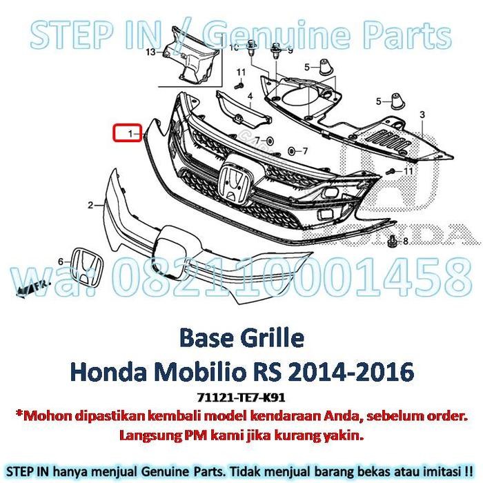 Base Grill Bemper Atas Honda Mobilio Rs 2014-2016 Grille Radiator