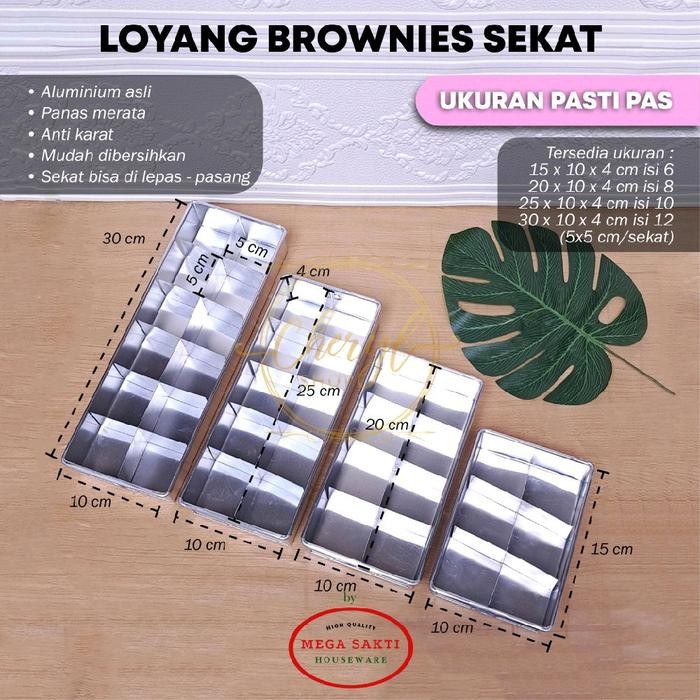 CETAKAN ALUMUNIUM BROWNIES SEKAT UK 15x10x4 CM # 20x10x4 CM # 25x10x4 CM # 30x10x4 CM / LOYANG KUE