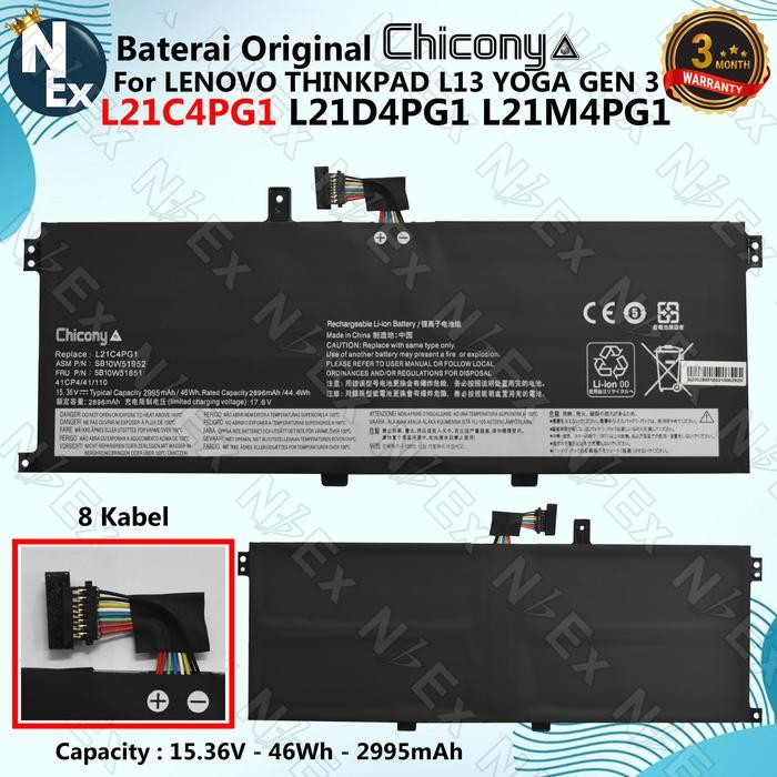 CHICONY BATERAI THINKPAD L13 YOGA GEN 3 L21C4PG1 L21D4PG1 L21M4PG1 ORI
