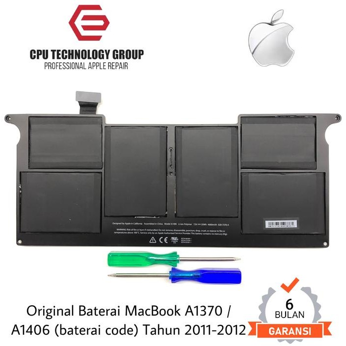 Original Baterai MacBook Air 11 inch A1370 / A1406 Tahun 2011-2012