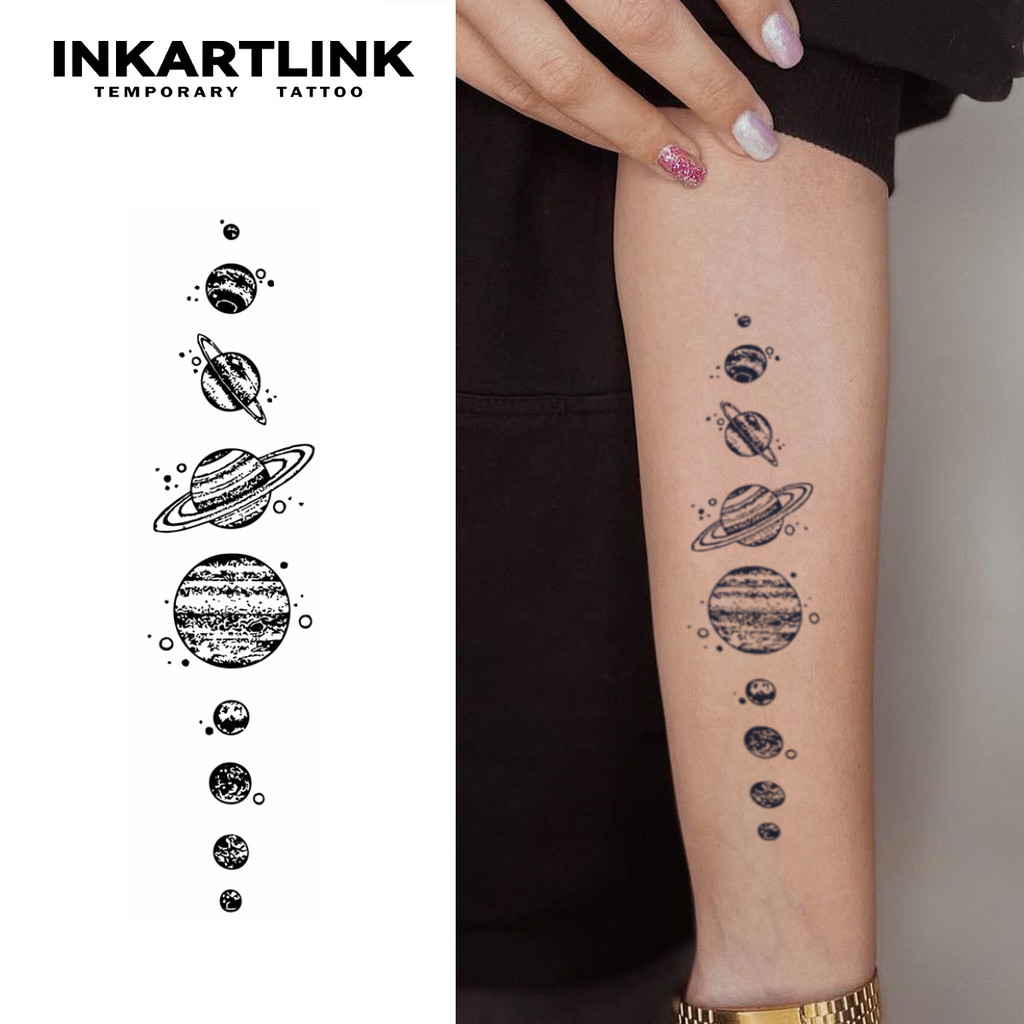 Planets temporary tattoo sticker, waterproof magic tattoo, lasts to 15 days fake tattoo, semi