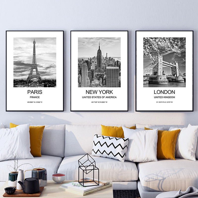 City Poster New York London Paris Wall Art for Livingroom Decoration Picture on The Wall Sheets for 