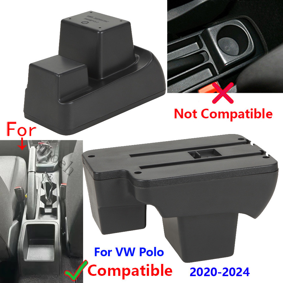 Armrest For Volkswagen POLO Car Armrest Box For VW Polo 2020-2024 Curved Surface Storage Box Car Acc