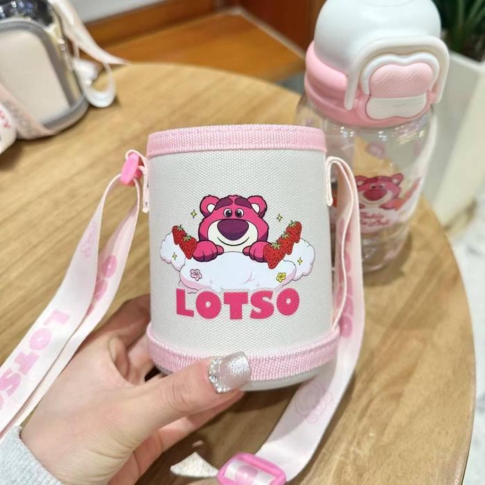 Bt10813 - Botol Minum Anak Karakter Disney 650Ml Dengan Sedotan & Strap Stitch, Mickey, Lotso Model