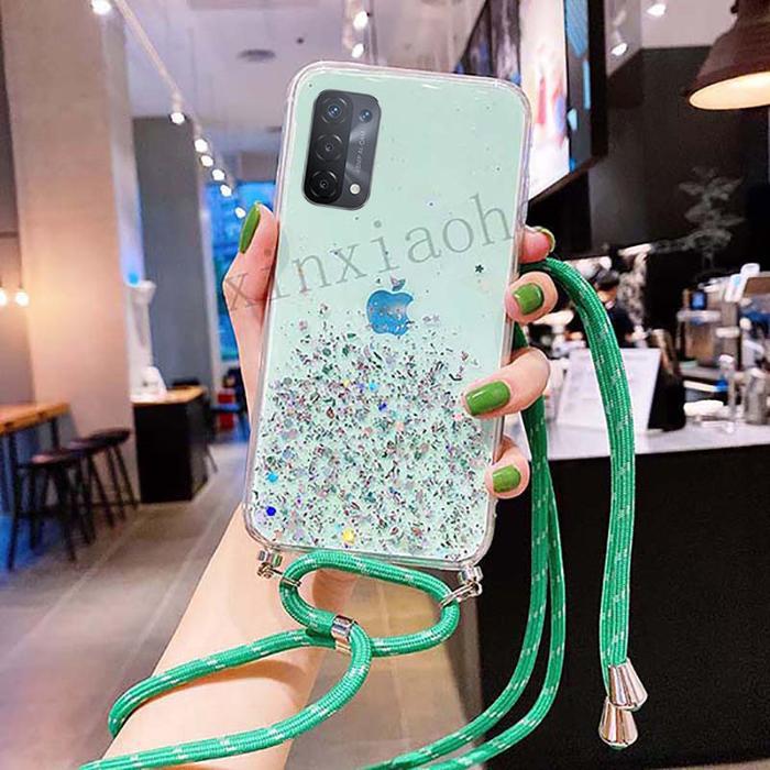 Case Tali Nagita Oppo A74 5G 2021 Lanyard Glitter Gantungan
