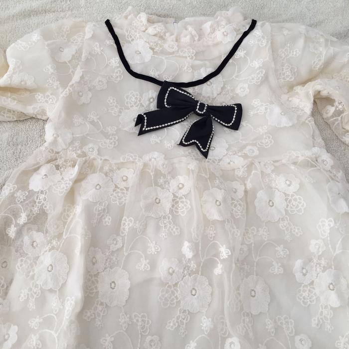 Dress Pesta Putih Brukat Brokat Import Anak Gaun Baptis Renda 5-11Th