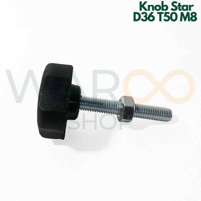 Knob Star Kenop Plastik Tombol Bintang D36 T50 Besi Baut M8 Oren Key13
