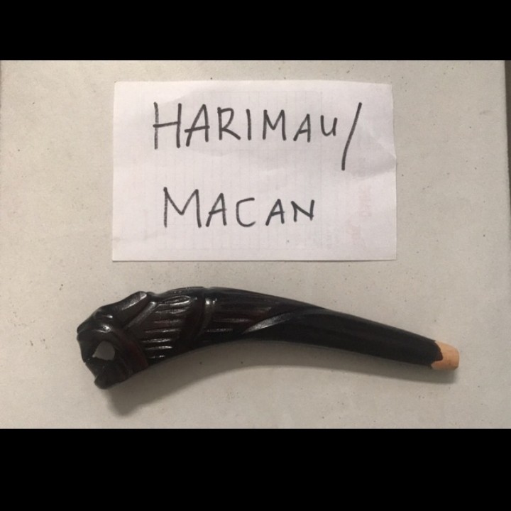 Pahul Gagang Joran Timbang Kayu Ukir Harimau Cokelat