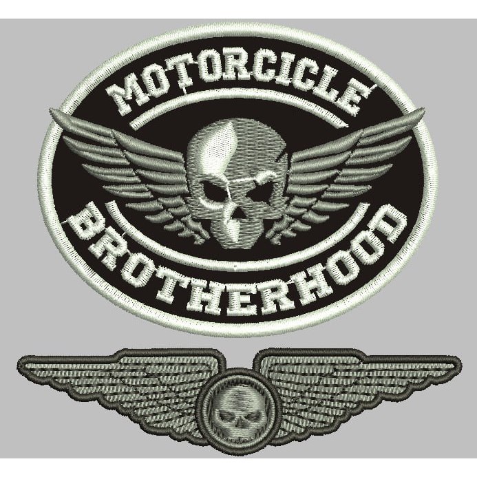 DD-214 PATCH BORDIR MOTORCICLE BROTHERHOOD SKULL LOGO EMBROIDERY