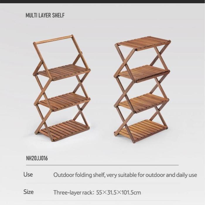 Rak / Meja Lipat Kayu Portable Camping Outdoor Naturehike Nh20Jj016