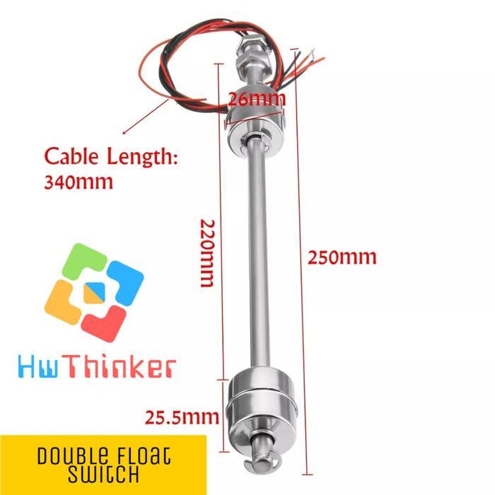 Double Float Switch Dual Stainless Sus304 Water Level Air Sensor 250Mm