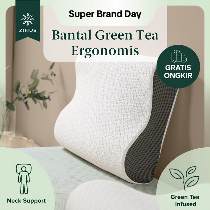 Bantal Zinus Green Tea Memory Foam Ergonomis Busa Bed