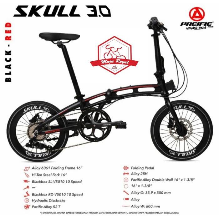 SEPEDA LIPAT PACIFIC SKULL 3.0 16 inch ALLOY 10 SPEED HYDRAULIC DISC