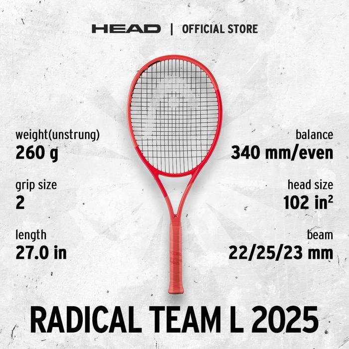 HEAD Tennis Racket Radical Series 2025 - Raket Tennis Tanpa Senar FREE Cover Bag