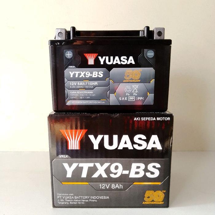 TERMURAH TERLARIS TERBARU AKI YUASA YTX9-BS MAINTENANCE FREE MF KERING MTX7A 12V 8AH NINJA 250 ER6N