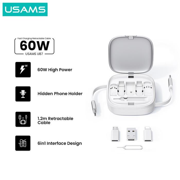 USAMS U87 Kabel Fast Charging Type C Multifunctional Storage Set Box Cable