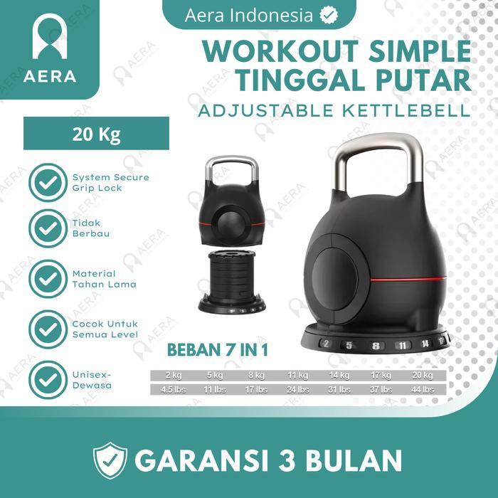 AERA Peralatan Olahraga Adjustable Kettlebell 2-20Kg I Adjustable Kettlebell Alat Fitness 2-20Kg