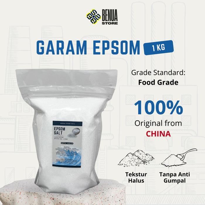 NEW Garam Epsom 1KG / Epsom Salt Magnesium Sulfat / Bath Salt Garam Rendam Kaki / Garam Epsom
