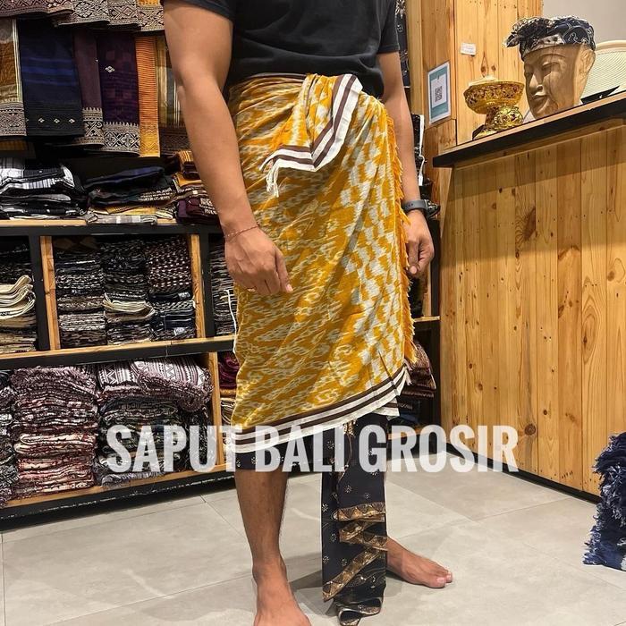 SAPUT BALI GROSIR 02- saput bali pria terbaru - tenun blanket-udeng-endek-kuning - saput anak