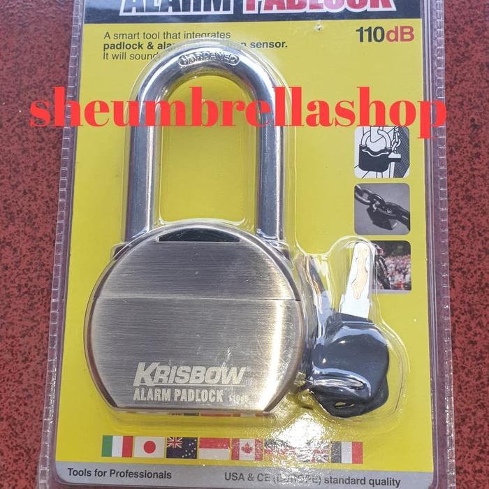 gembok alarm kuningan krisbow 110db / padlock