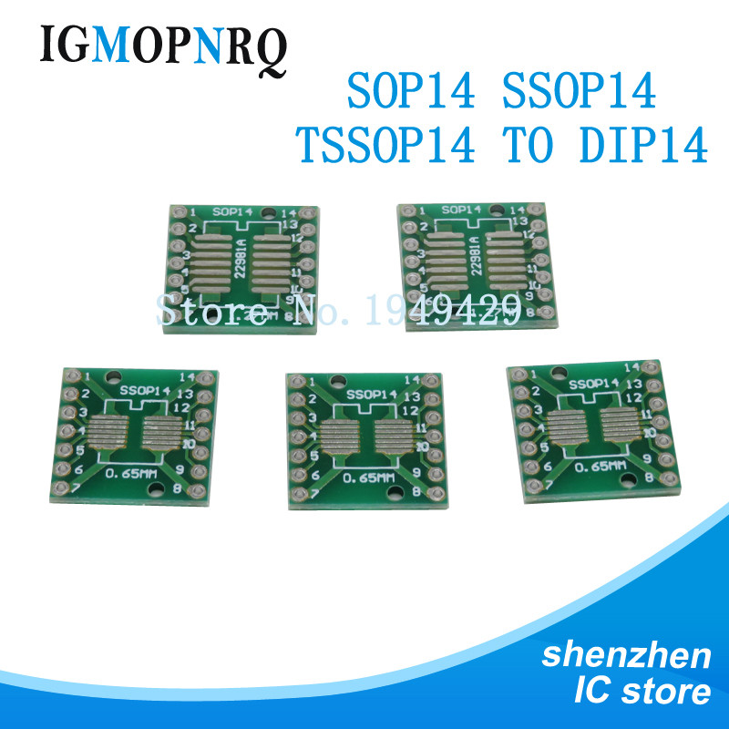 10PCS TSSOP14 SSOP14 SOP14 SMD to DIP14 IC Adapter Converter Socket Board Module Adapters Plate