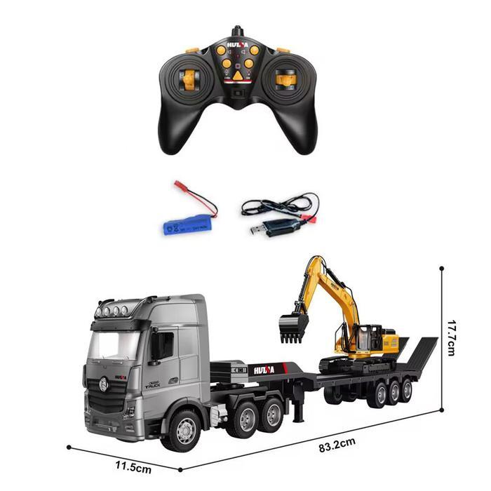 HUINA 1318 rc truck trailer flat bed diecast 9CH truck rc konstruksi