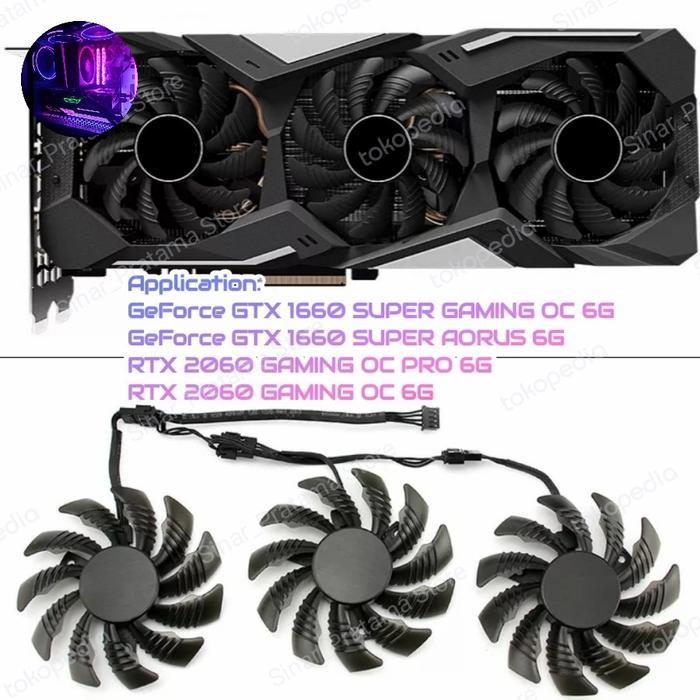Ada Stok Fan Vga Gigabyte AORUS Gtx 1060 1070 1660 Super Rtx 2060 75mm 4pin