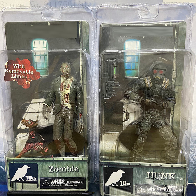 NECA Resident Evil Figures Hunk Zombie Action Figure Gas Mask Anime with Dog Model Doll Collection
