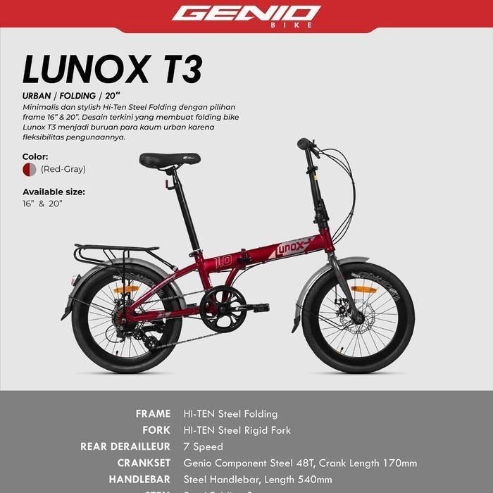 Pedalmaniaa- Sepeda Lipat 20 In Genio Lunox 1.0