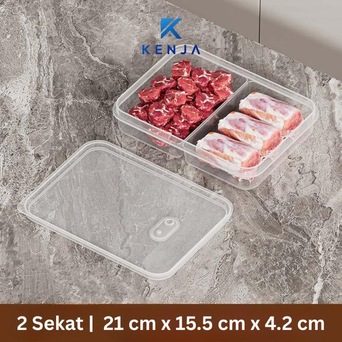 KENJA Box Food Container Kotak Tempat Penyimpanan Makanan Sayur Daging Plastik Bening Kedap Udara