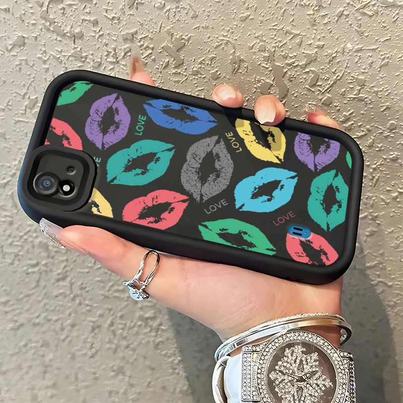 Casing Hp untuk Realme C20 C20A C11 2021 C11 2020 Case Bekas Bibir Warna-warni Kasing Anti Cepat Rus