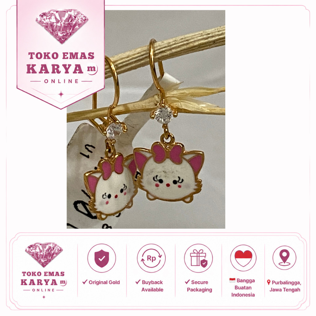 Anting Gondel Emas Asli 8k 375 Anak Perempuan Premium Tahan Karat Toko Mas Karya Model Tokoh Kartun 