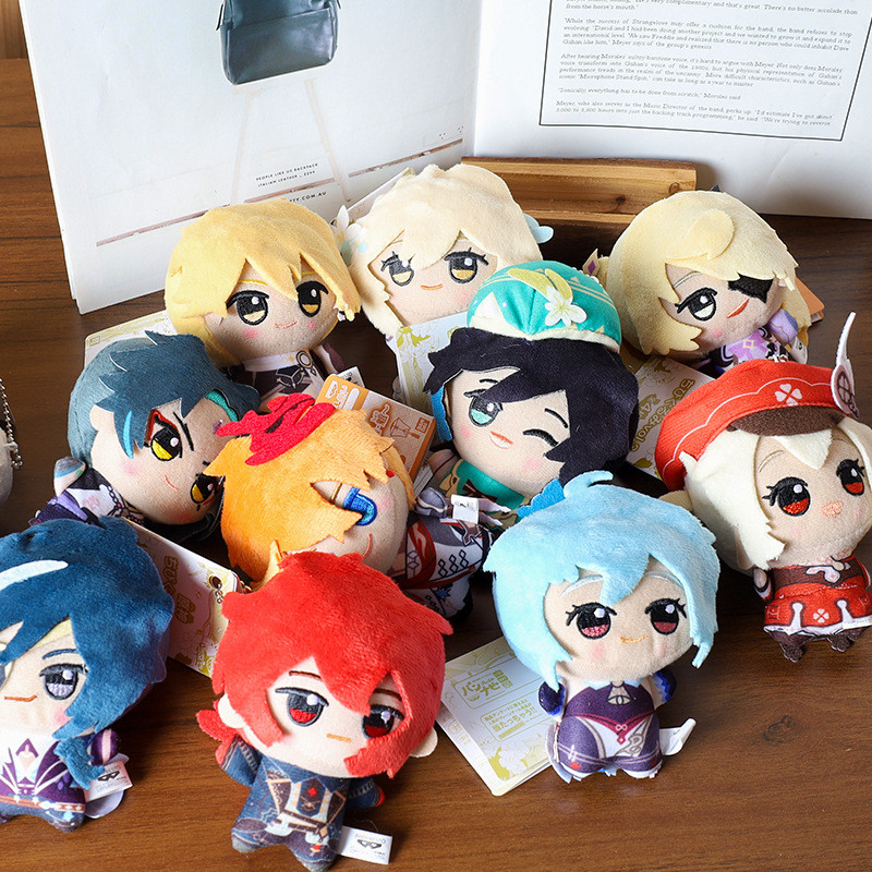 10cm Impact Tartaglia Kaeya Diluc Venti Xiao Klee Plush Pendant Toy Mini Keychain Doll Backpack