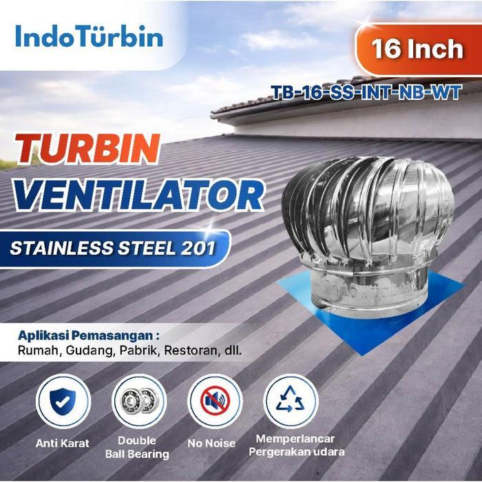 Indoturbin Turbin Ventilator Atap 16 Inch Stainless Steel Roof Ventilator