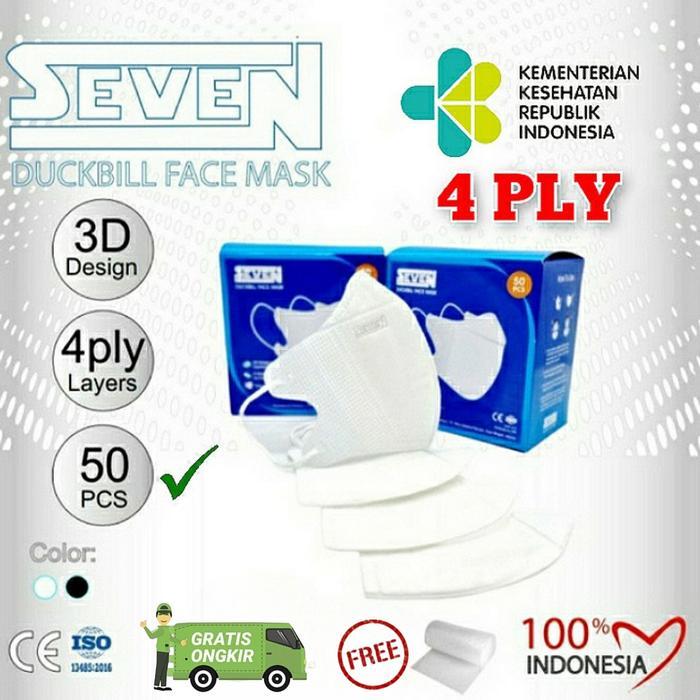 NEW MASKER DUCKBILL SEVEN 4PLY ISI 50 PCS / KEMENKES / earloop