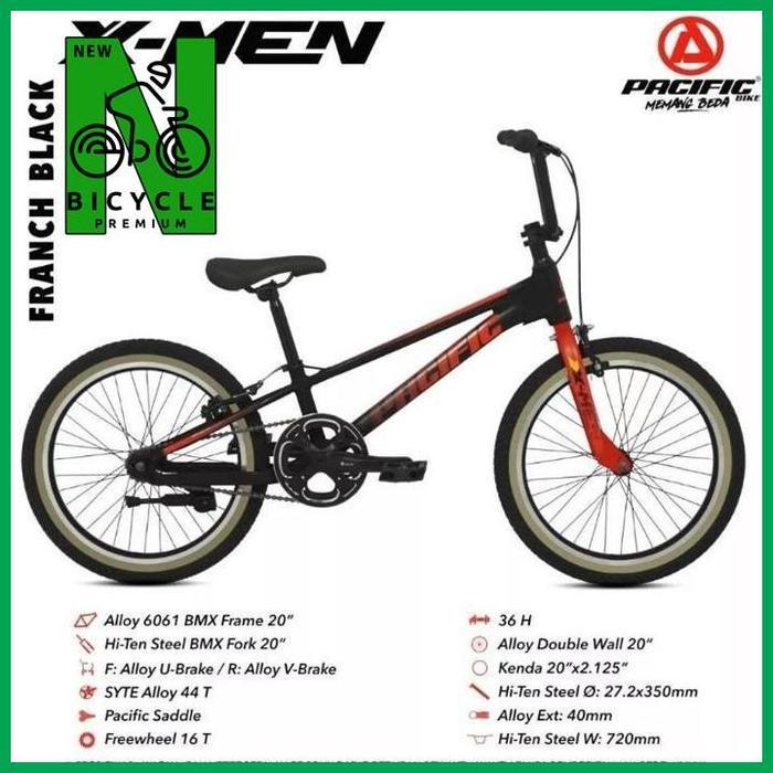 SEPEDA BMX 20 INCH PACIFIC XMEN X-MEN FRAME ALLOY ORIGINAL ASLI MURAH - Franch Black