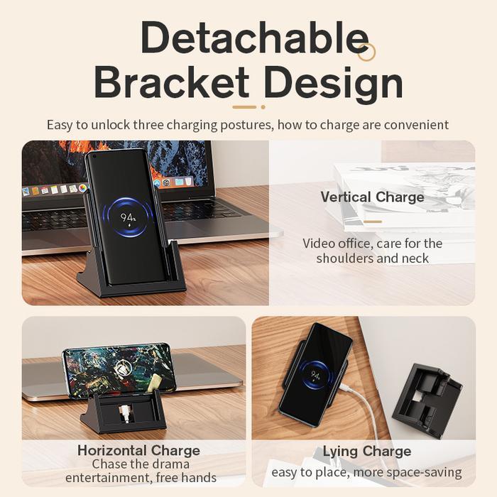 Promo Kivee Wireless Charger Fast Charge 15W Phone Holder Wireless Charging Kit Original Black