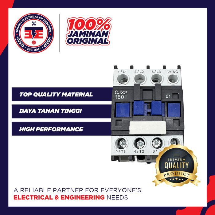 Contactor Cjx2-1801 Kontaktor 18A 1Nc Kapasitas 18 Amper Normally Closed 220V Ac 380V Ac 110V Ac 24V