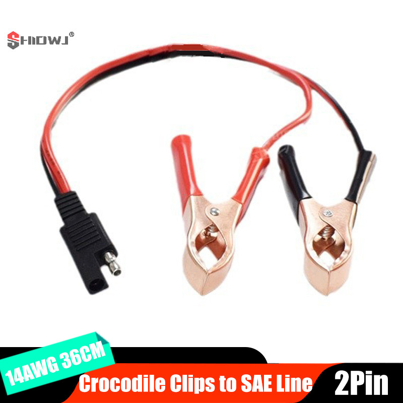 14AWG 36CM 2Pin SAE Quick Disconnect Plug To Battery Alligator Clips Cable Clamps Connectors Cord